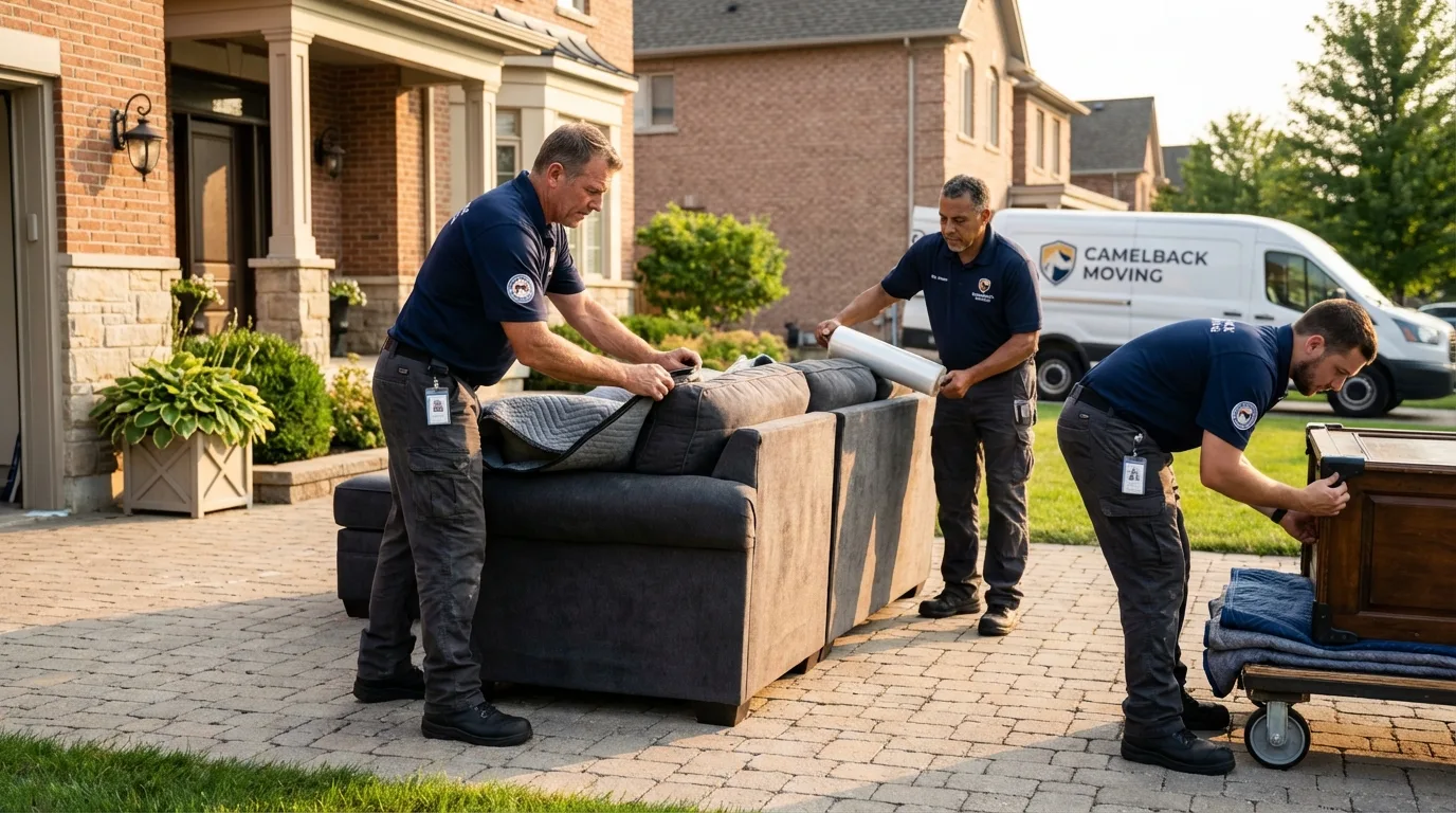 Large estate moving crew wrapping furniture in Springdale, AR