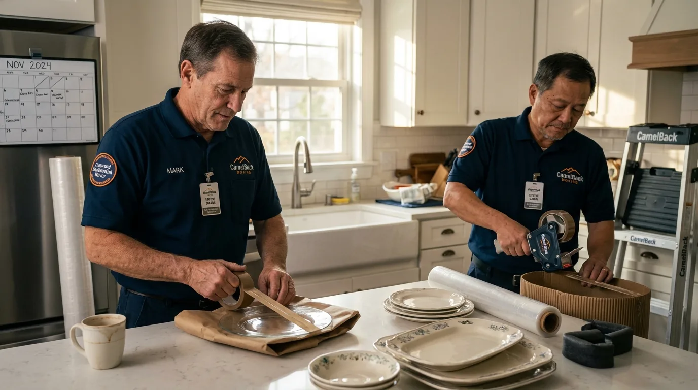 Professional crew packing kitchen dishware in Springdale, AR
